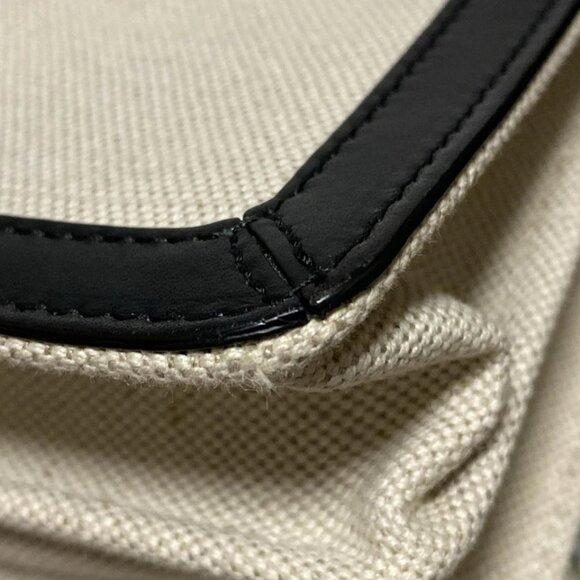 BALENCIAGA Navy Pochette Cream Black Canvas Leather - Shoulder Bag 354-052025 - Picture 6 of 8